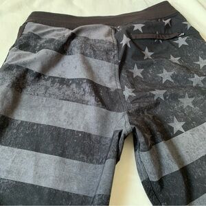 Affliction Patriotic Grey Black Swim Trucks Size 32